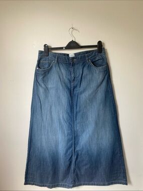 H&M Blue Denim Midi Skirt